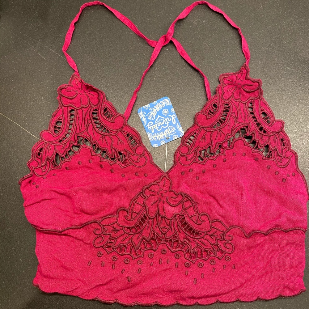 Free People Bra Purple/Pink Eyelet Bralette/long line bra